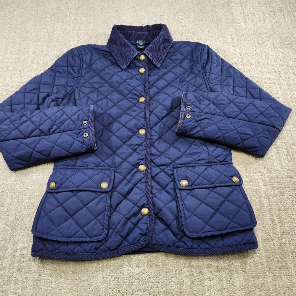 Polo Ralph Lauren Jacket Youth XL 16 Quilted Chore Coat Puffer Corduroy Collar - Picture 2 of 9